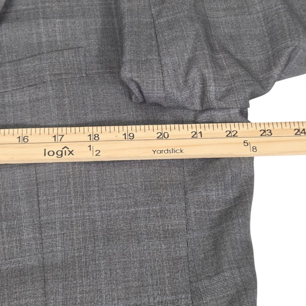 HICKEY FREEMAN Gray Loro Piana 120s Plaid Wool Blazer Sport Coat Jacket 44L